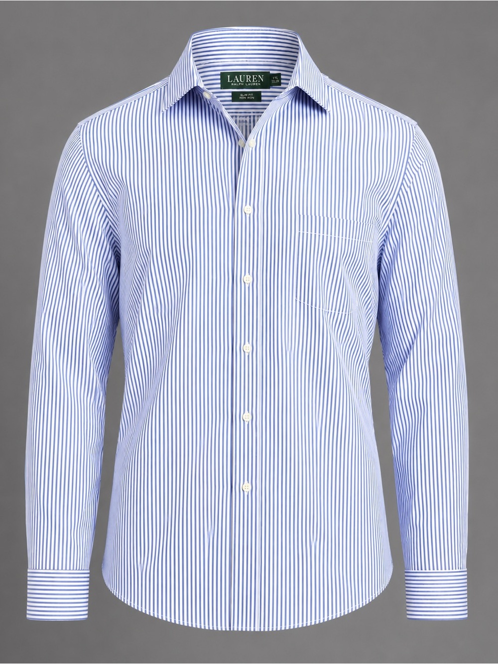 Lauren Ralph Lauren Slim Fit Non Iron Dress Shirt | Blue White | 17.5 32/33